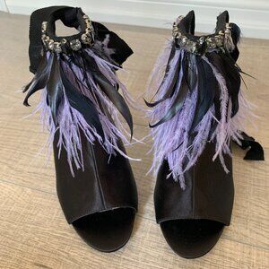 Brand new Call it Spring black satin peep toe heels size 8